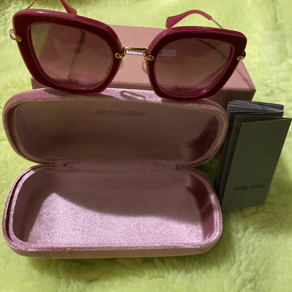 Miu Miu Raspberry Suede Gradient Round Sunglasses - image 4
